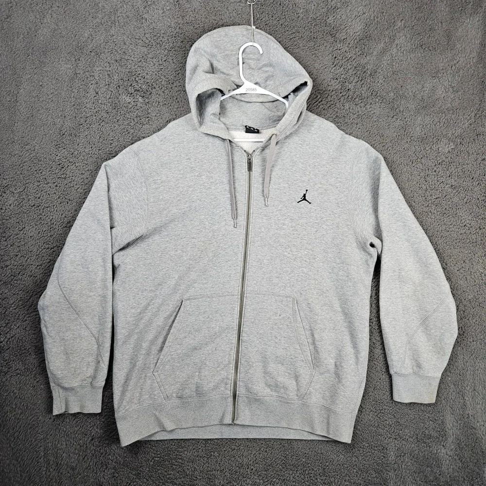 Jordan‎ Mens Full Zip Hoodie Heather Gray Embroidered Jumpman XL 459686-063